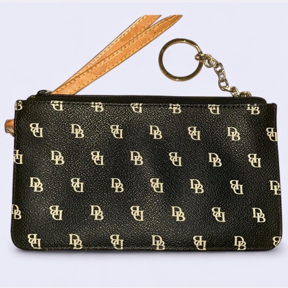 Dooney & Bourke Handbags - Dooney & Bourke Black and Tan Logo Wristlet